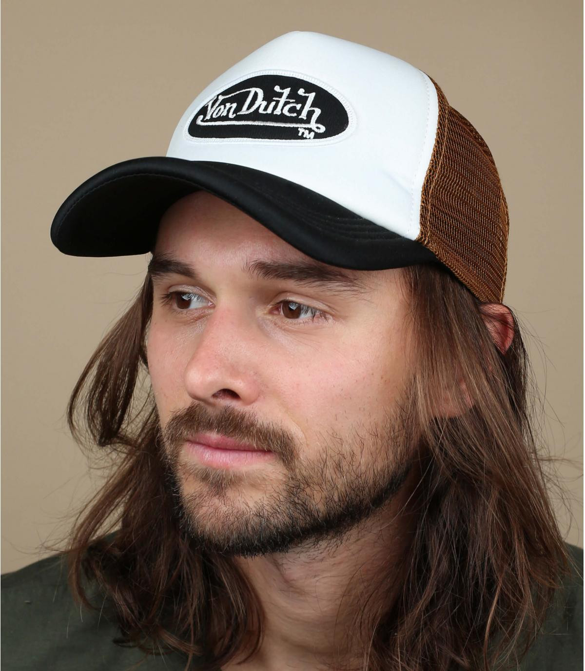 trucker Von Dutch witbruin Trucker Patch white black brown